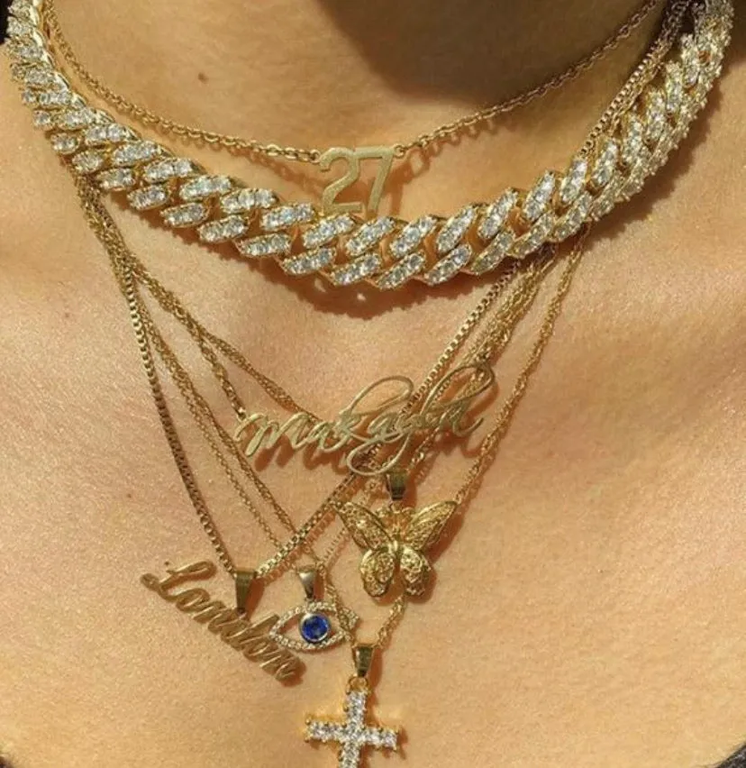 mini cuban chain necklace, blinged iced cuban necklace ,9mm Miami Cuban Necklaces Hiphop Men and women Iced necklace