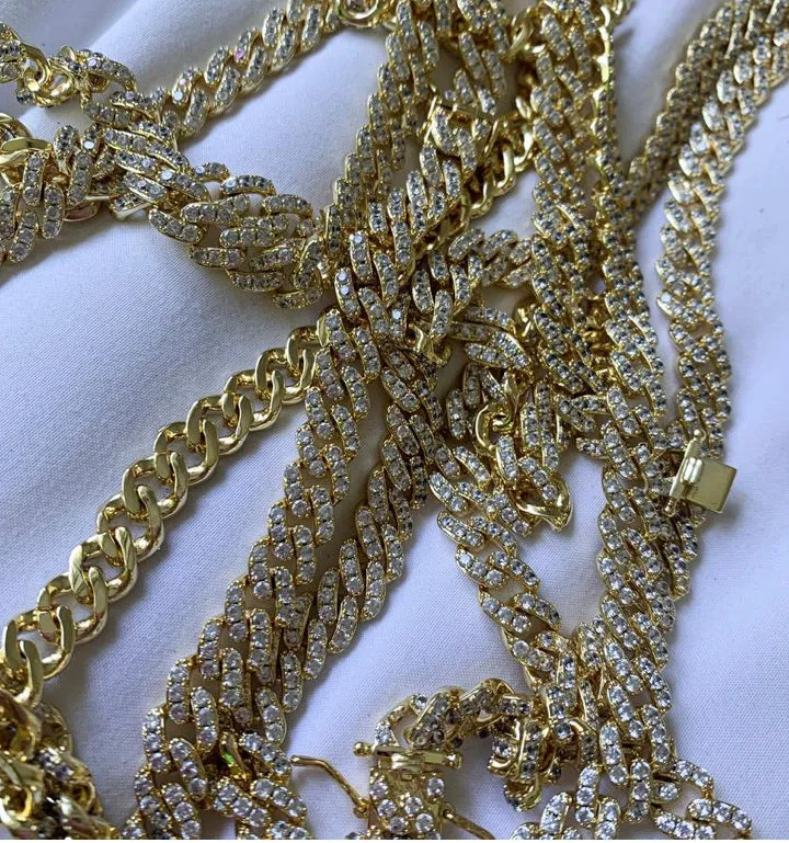 mini cuban chain necklace, blinged iced cuban necklace ,9mm Miami Cuban Necklaces Hiphop Men and women Iced necklace