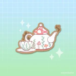 Mushroom Teapot & Cup - kraft vinyl sticker