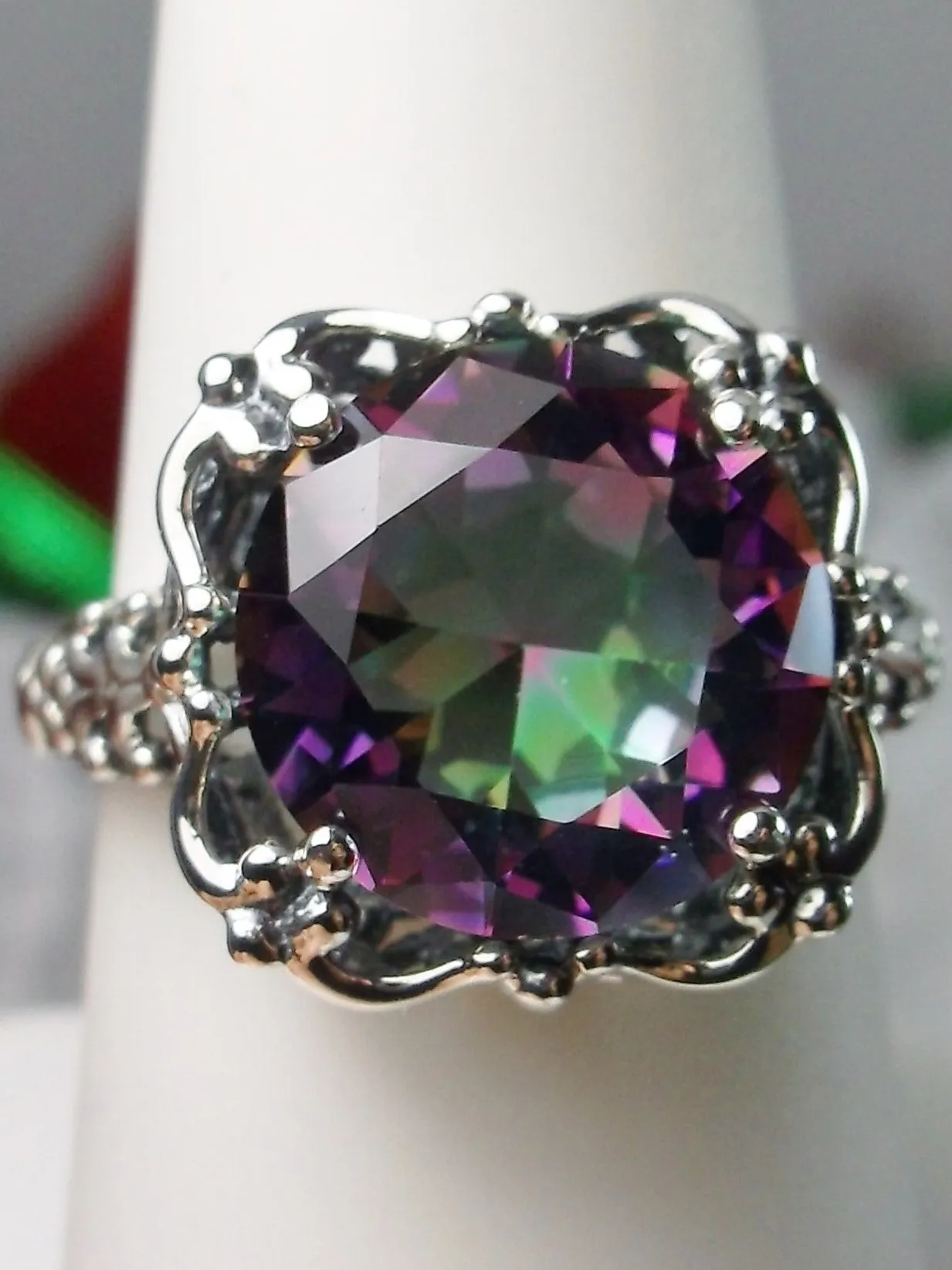 Mystic Topaz, Natural or Simulated Topaz Victorian Ring #D103