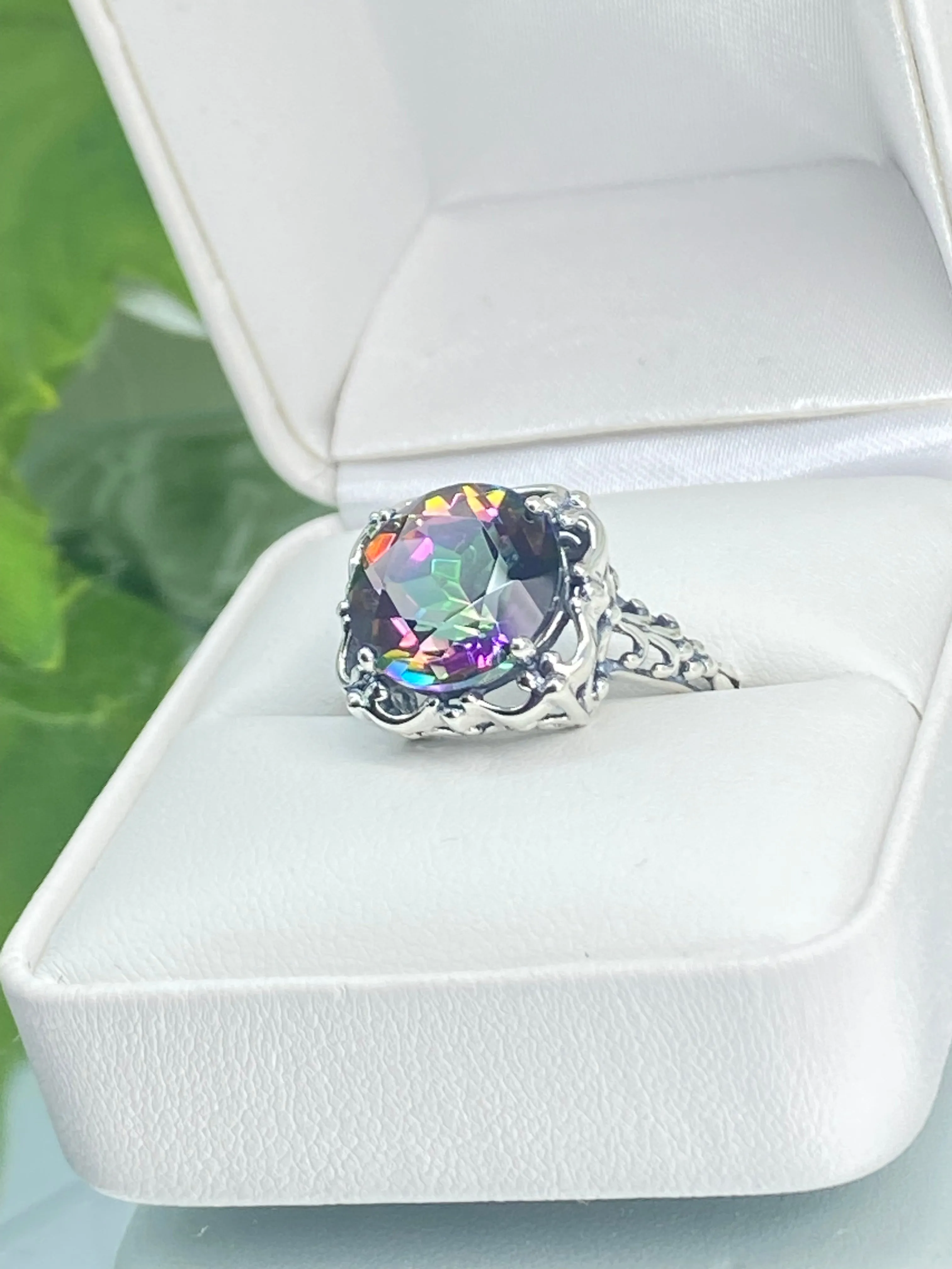 Mystic Topaz, Natural or Simulated Topaz Victorian Ring #D103