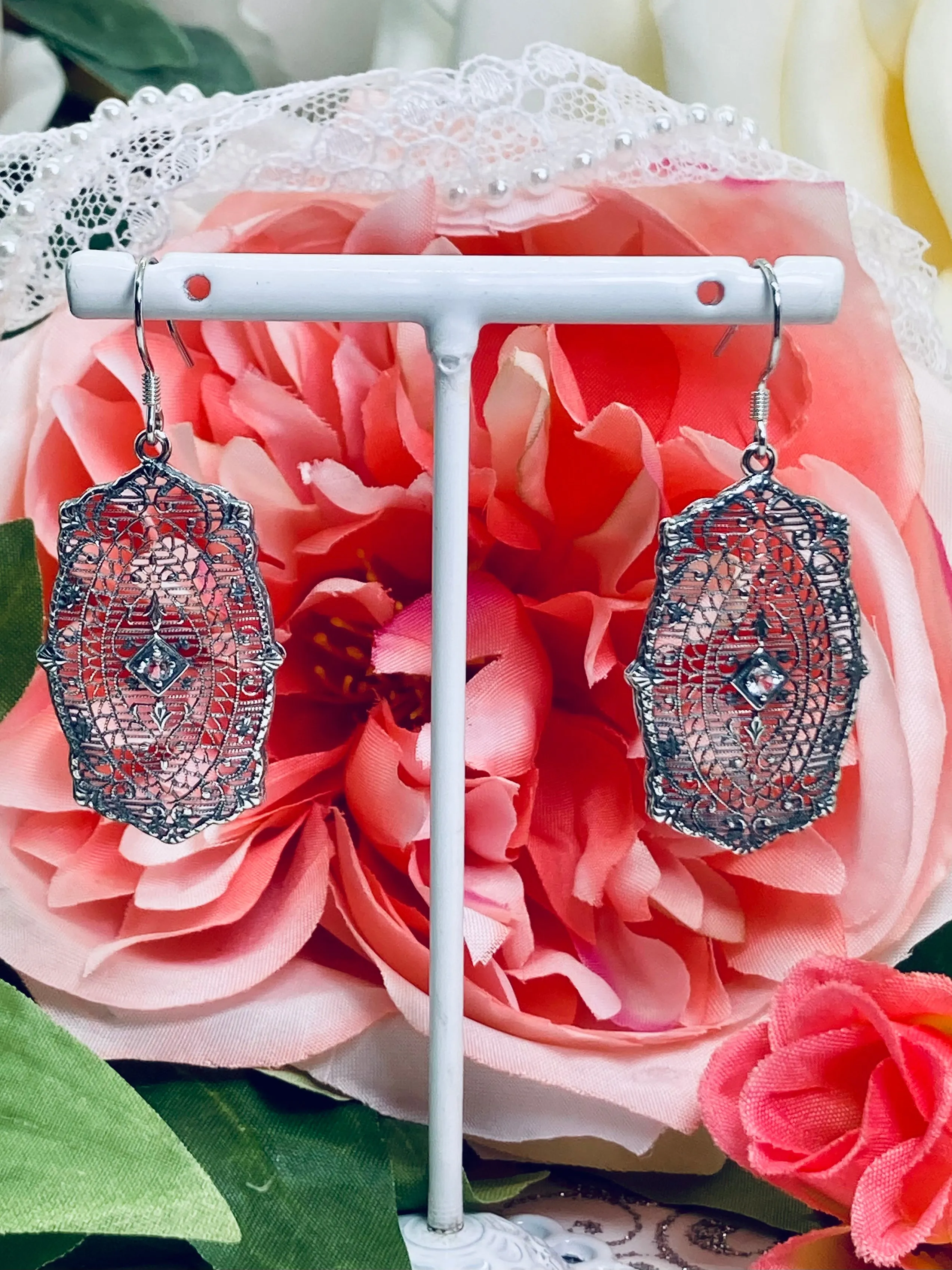 Natural Aquamarine Earrings, Rococo Inspired Vintage Revival Jewelry #E358