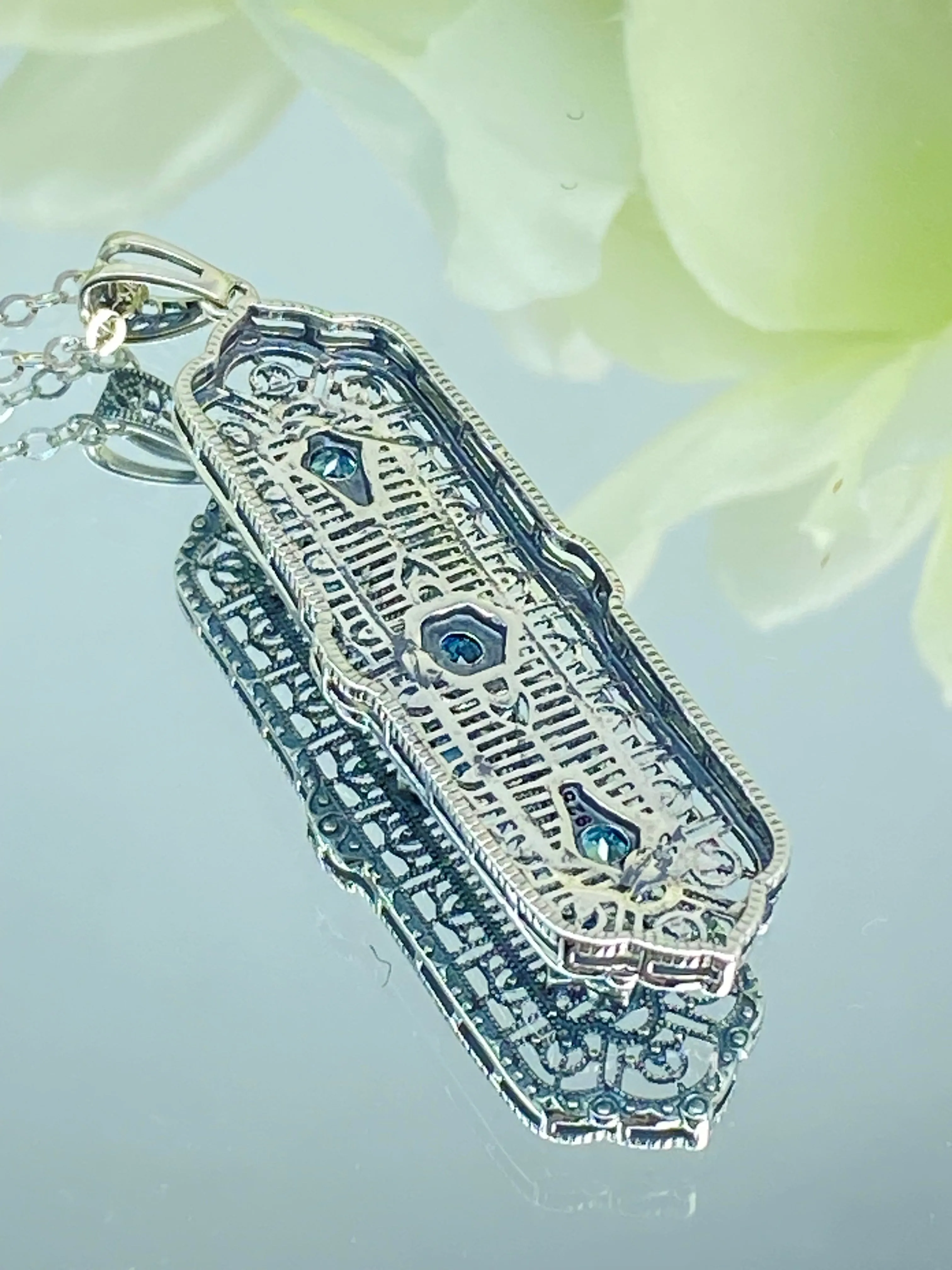 Natural Blue Topaz Pendant, 3 King Pendant, Fashionable Edwardian Jewelry Design#P197 - Ready to Ship