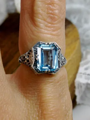 Natural Blue Topaz Ring, Size 5, Sky Blue Gemstone, Edwardian Jewelry #D148 - Ready to Ship