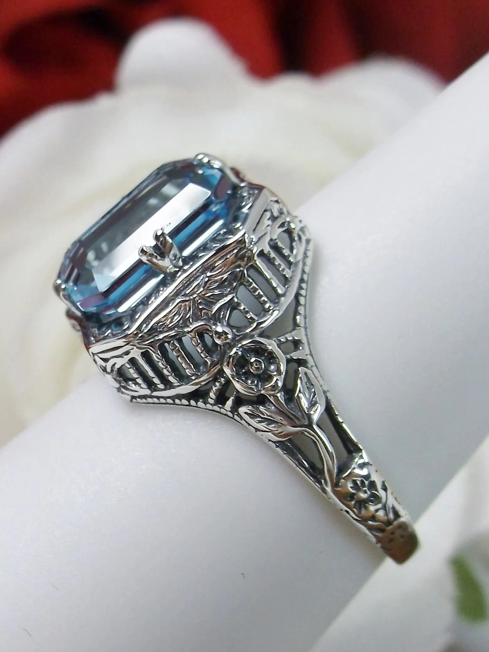 Natural Blue Topaz Ring, Size 5, Sky Blue Gemstone, Edwardian Jewelry #D148 - Ready to Ship
