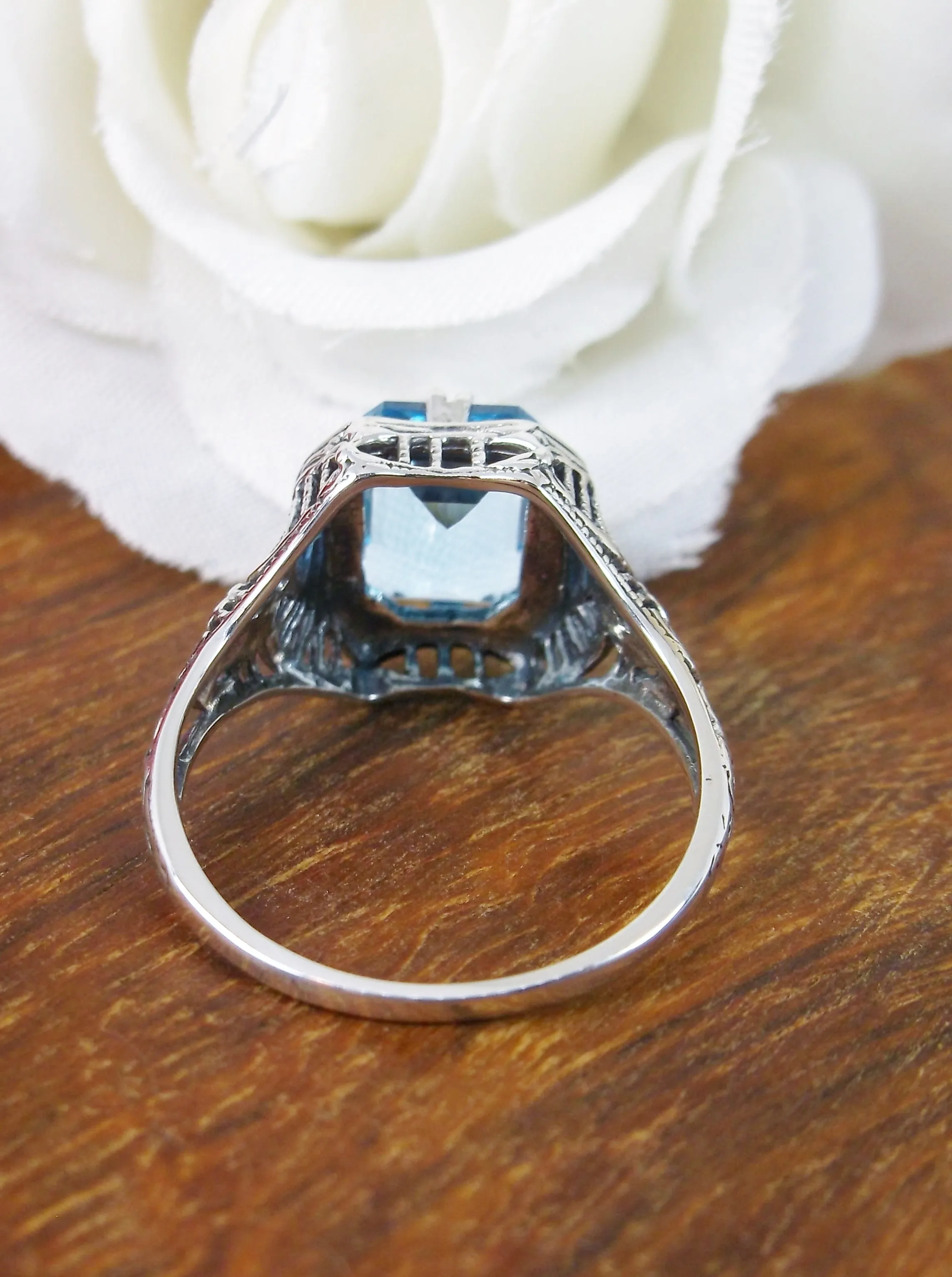 Natural Blue Topaz Ring, Size 5, Sky Blue Gemstone, Edwardian Jewelry #D148 - Ready to Ship