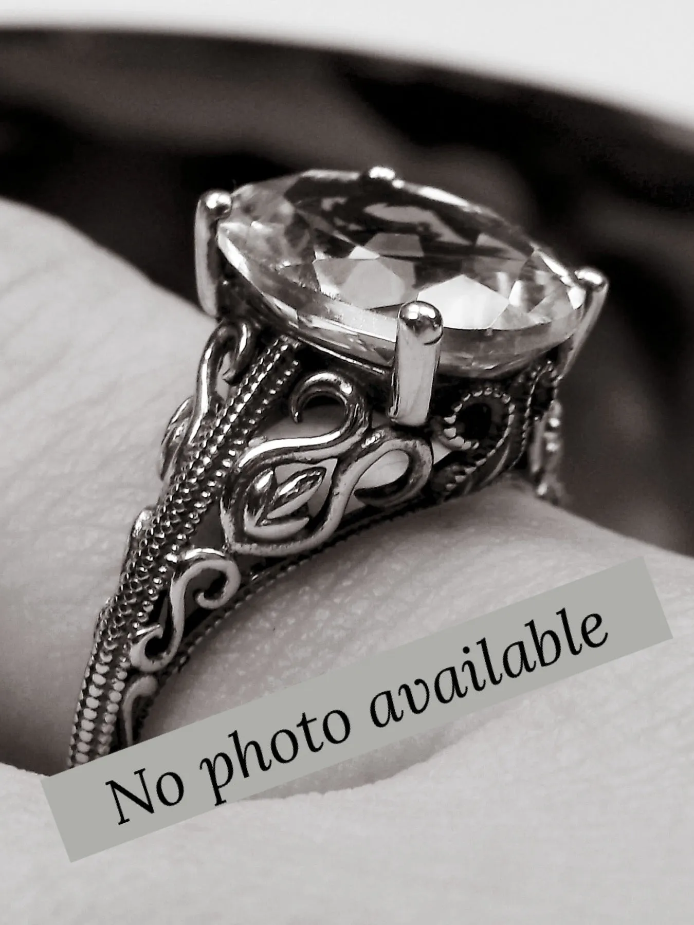 Natural London Blue Topaz Ring, Swan Filigree, Sterling Silver Art Deco Jewelry #D190