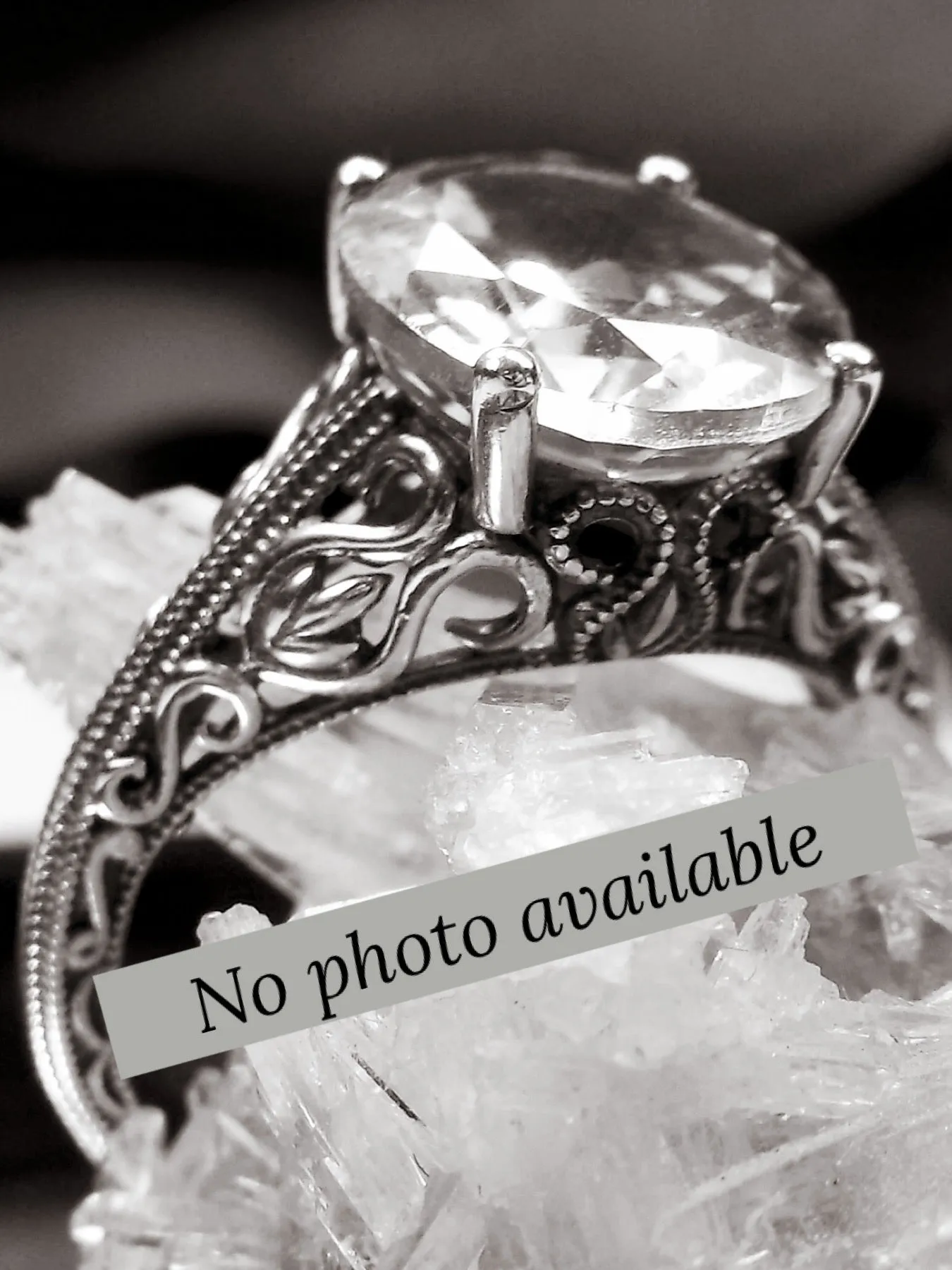 Natural London Blue Topaz Ring, Swan Filigree, Sterling Silver Art Deco Jewelry #D190