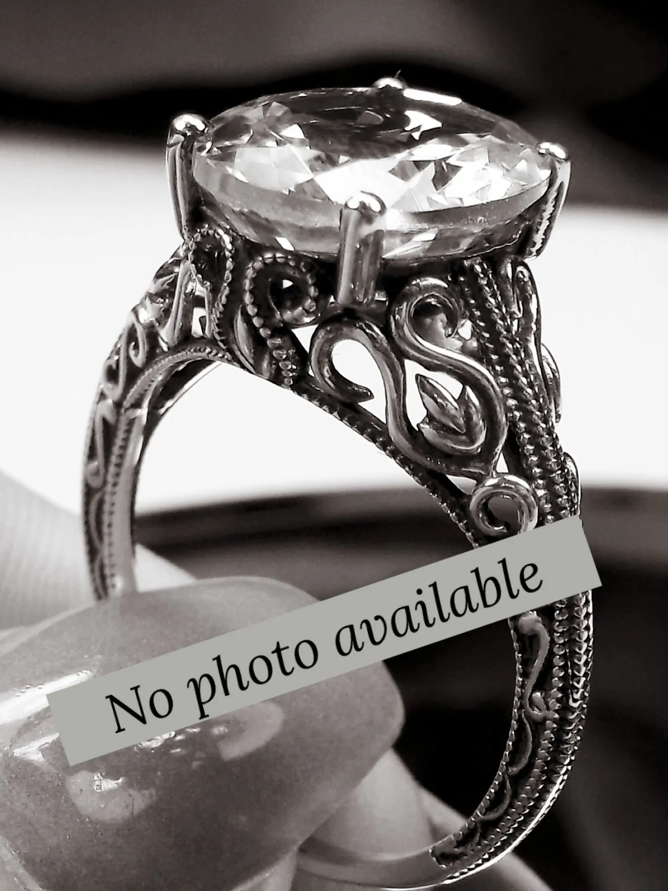 Natural London Blue Topaz Ring, Swan Filigree, Sterling Silver Art Deco Jewelry #D190