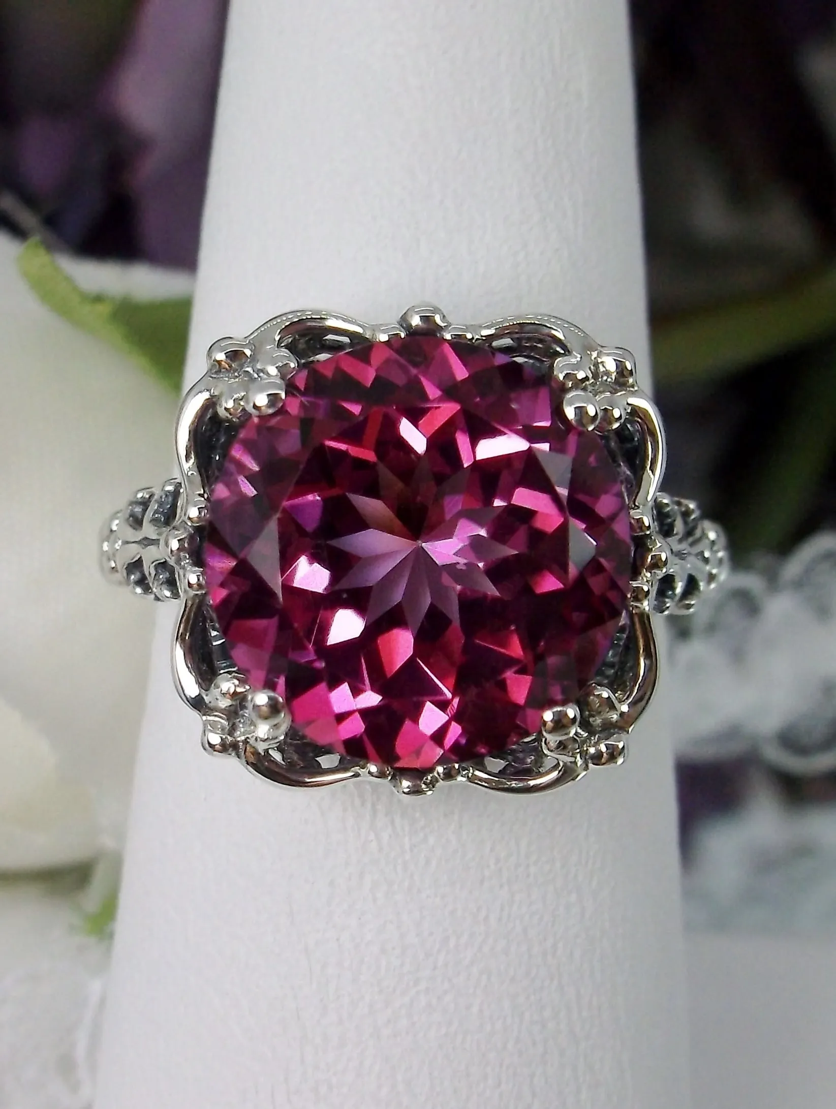 Natural Pink Topaz Victorian Ring #D103