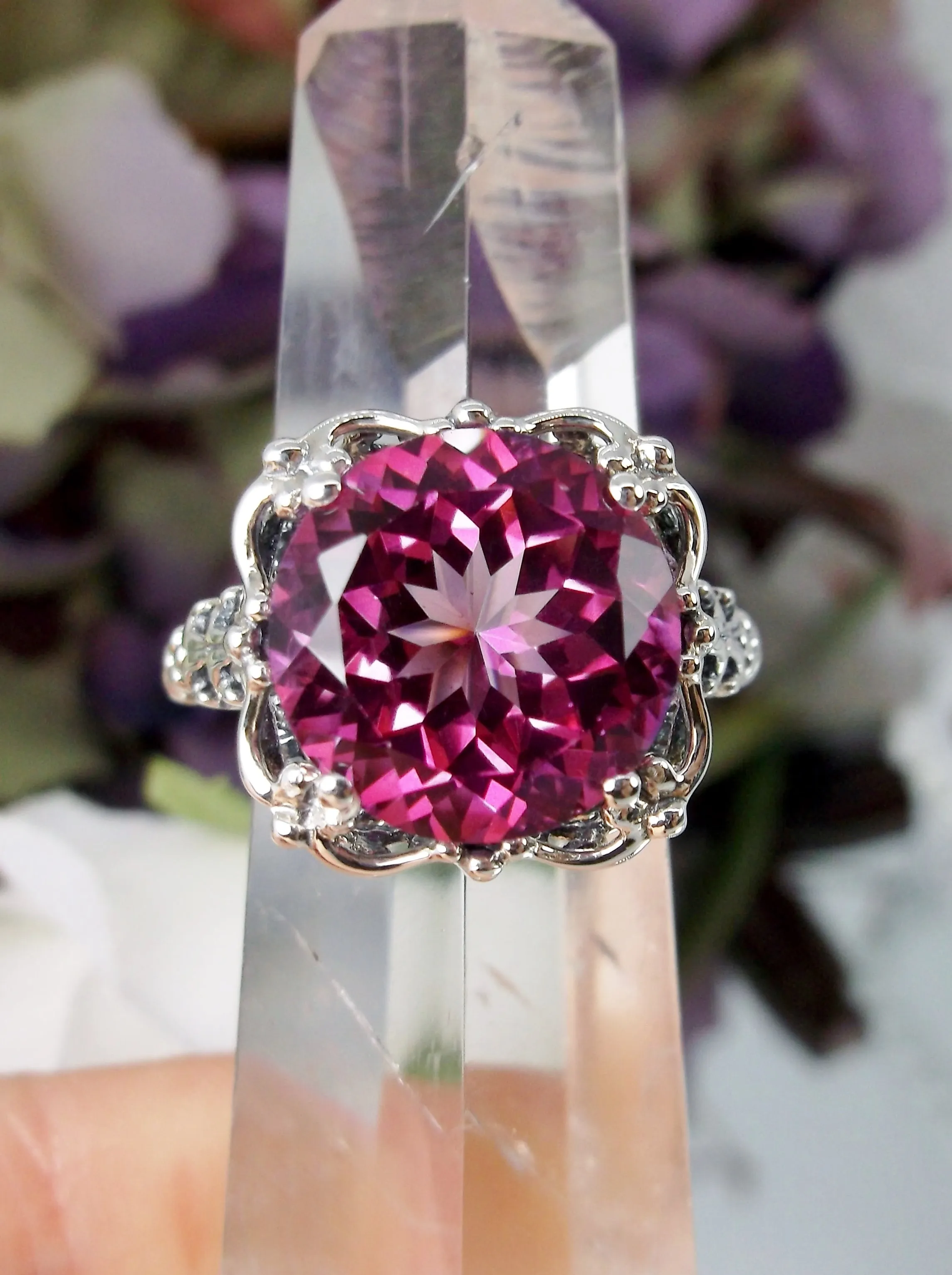 Natural Pink Topaz Victorian Ring #D103