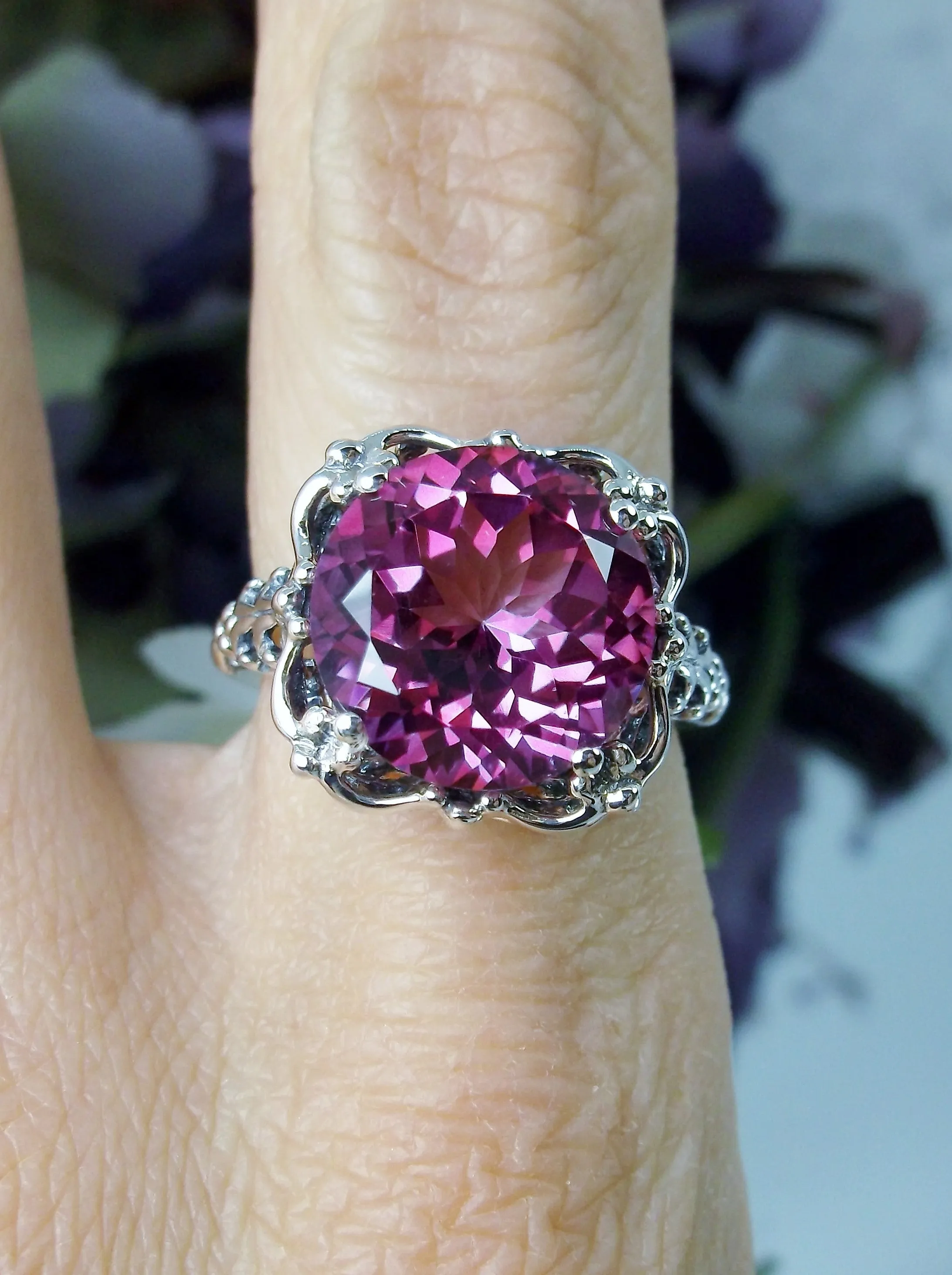 Natural Pink Topaz Victorian Ring #D103