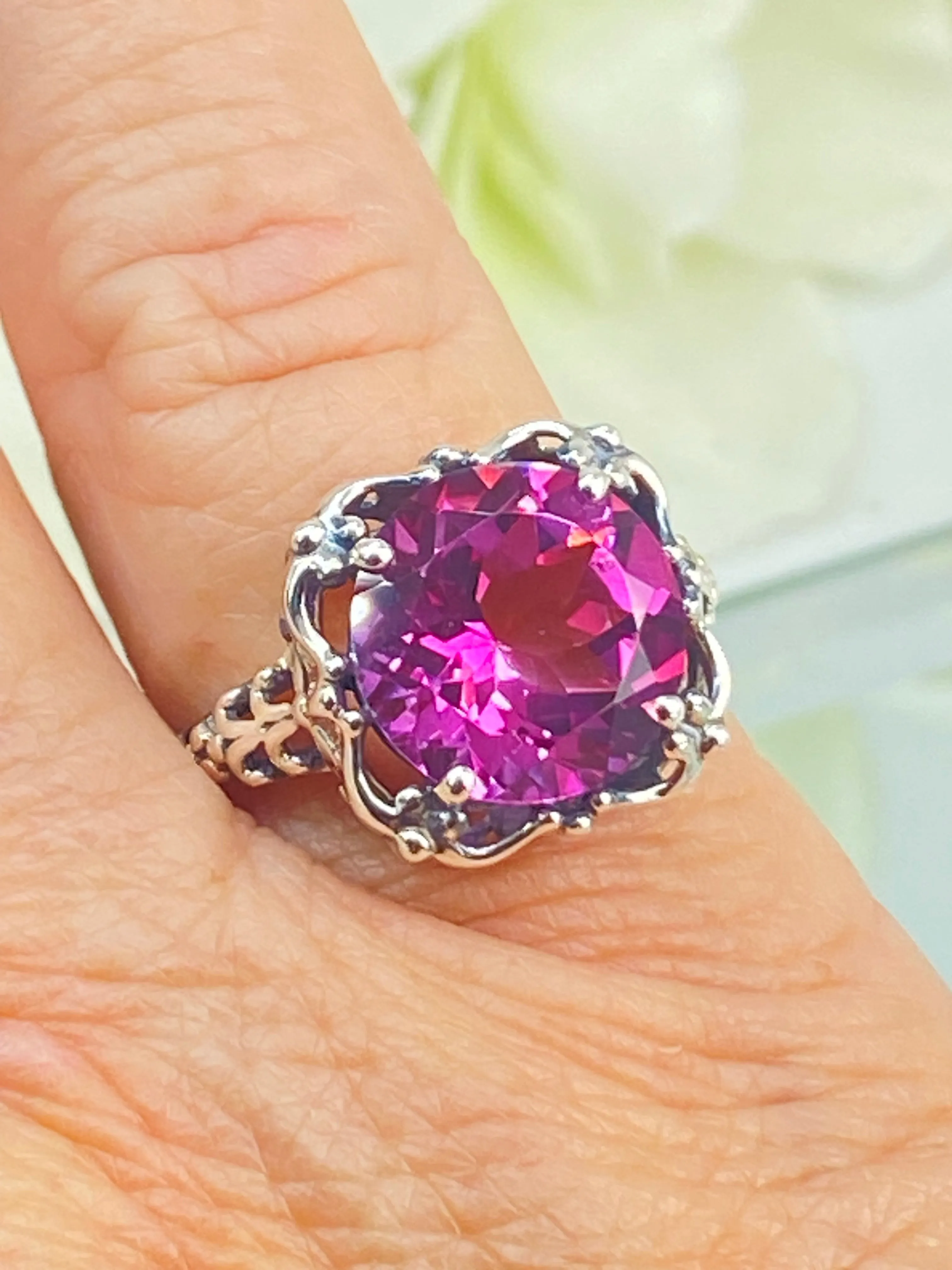 Natural Pink Topaz Victorian Ring #D103