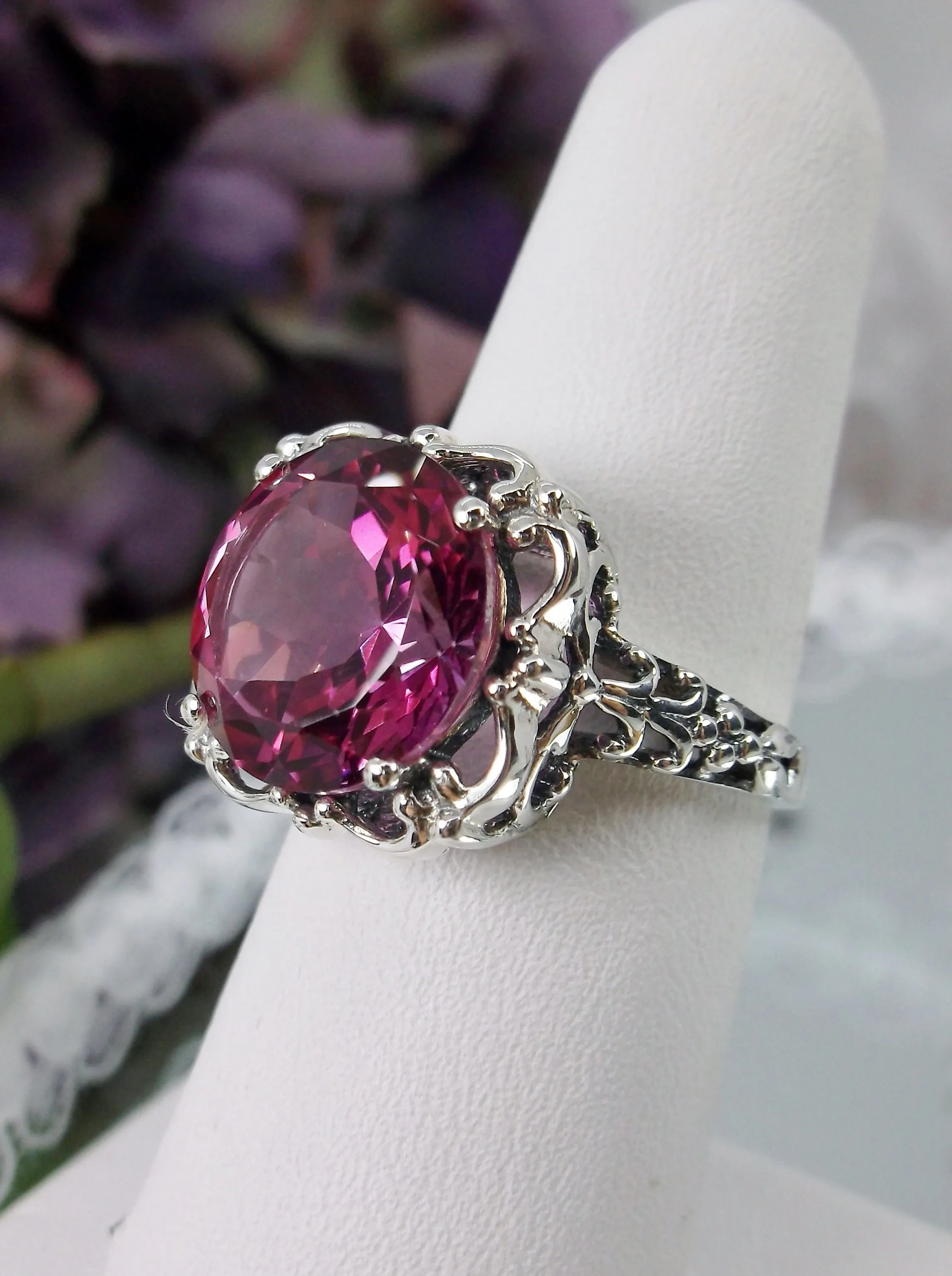 Natural Pink Topaz Victorian Ring #D103