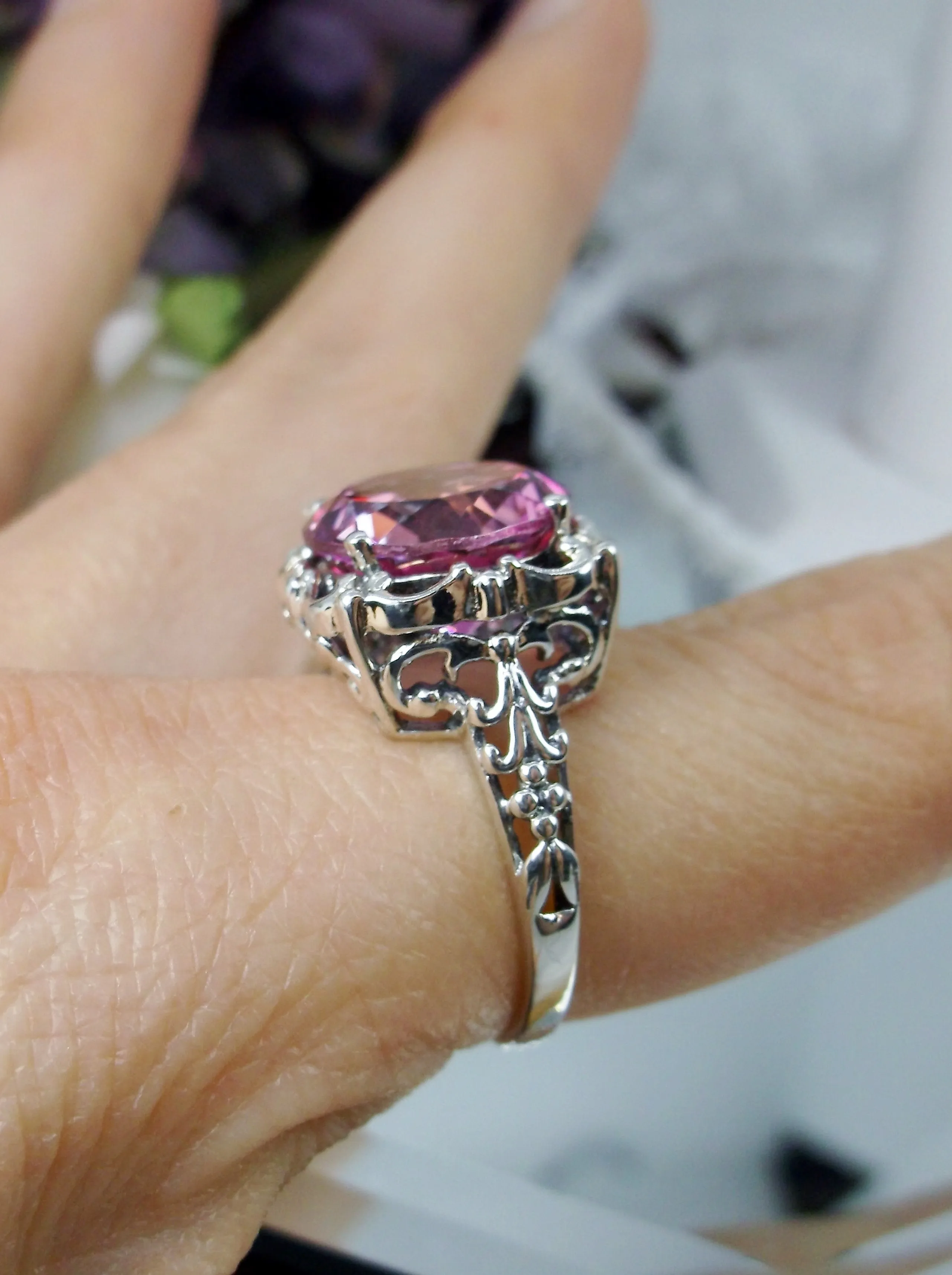 Natural Pink Topaz Victorian Ring #D103