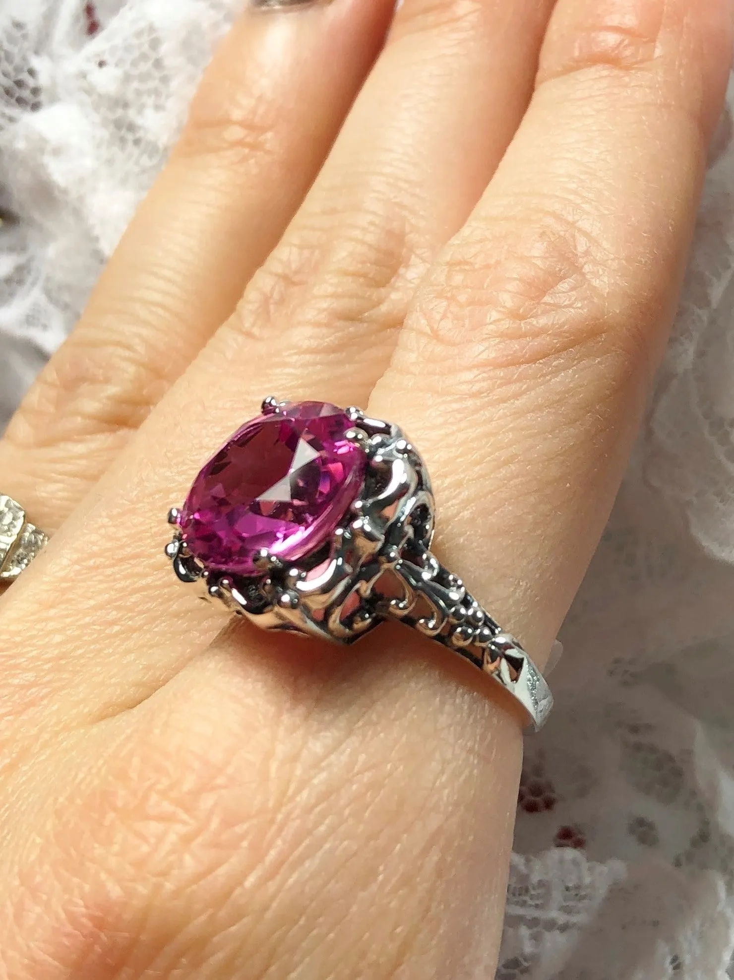 Natural Pink Topaz Victorian Ring #D103