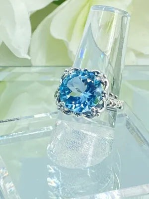Natural Sky Blue Topaz Victorian Ring, Size 7, Speechless #D103 - Ready to Ship