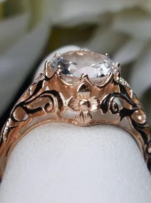 Natural White Topaz Ring, Rose Gold plated Daisy Victorian Jewelry #D66