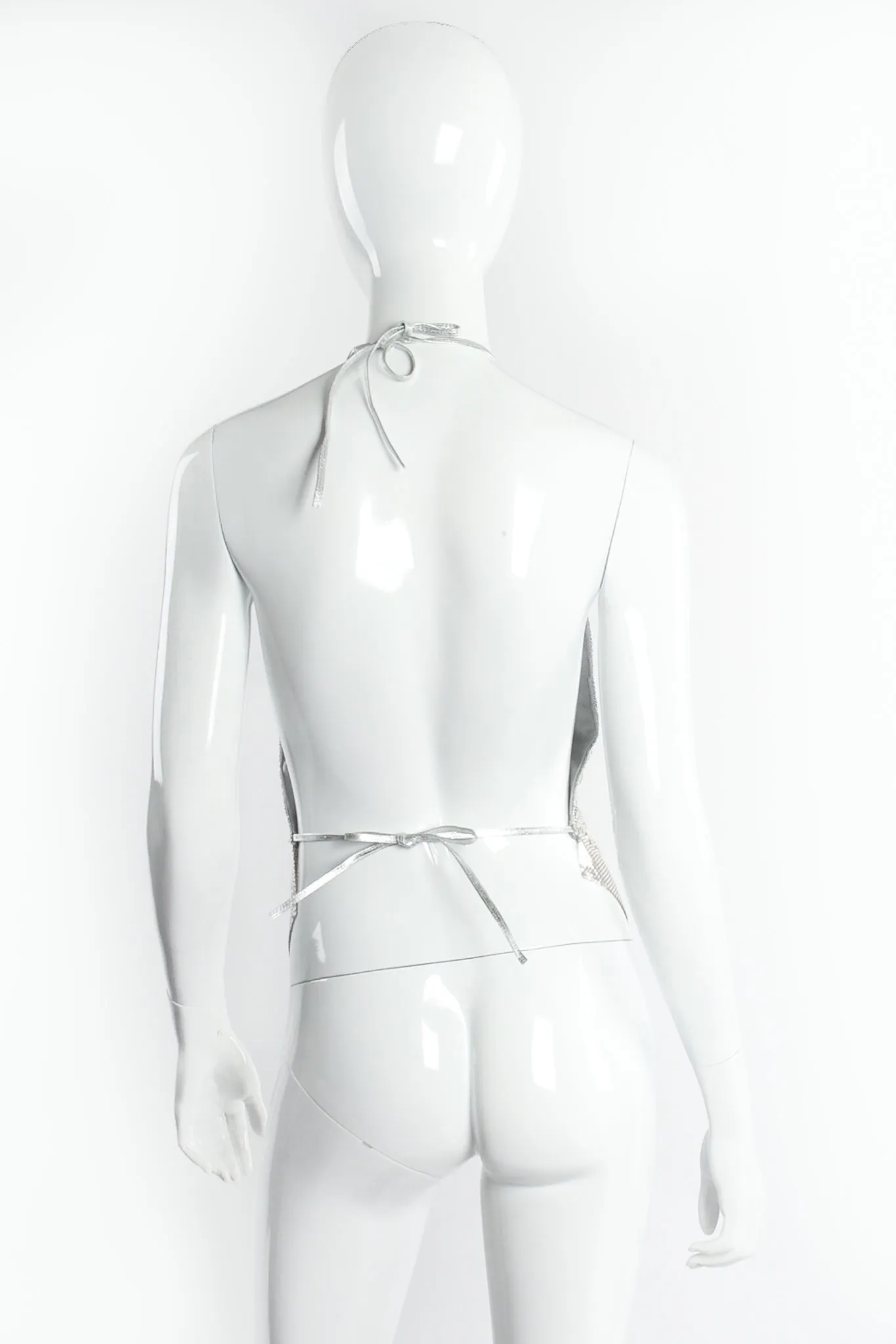 Old Hollywood Gathered Silver Metal Mesh Halter