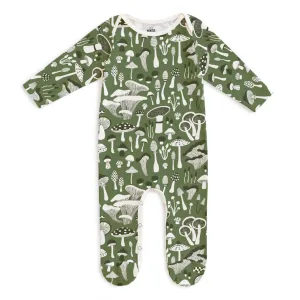 Organic Green Mushroom Footed Romper