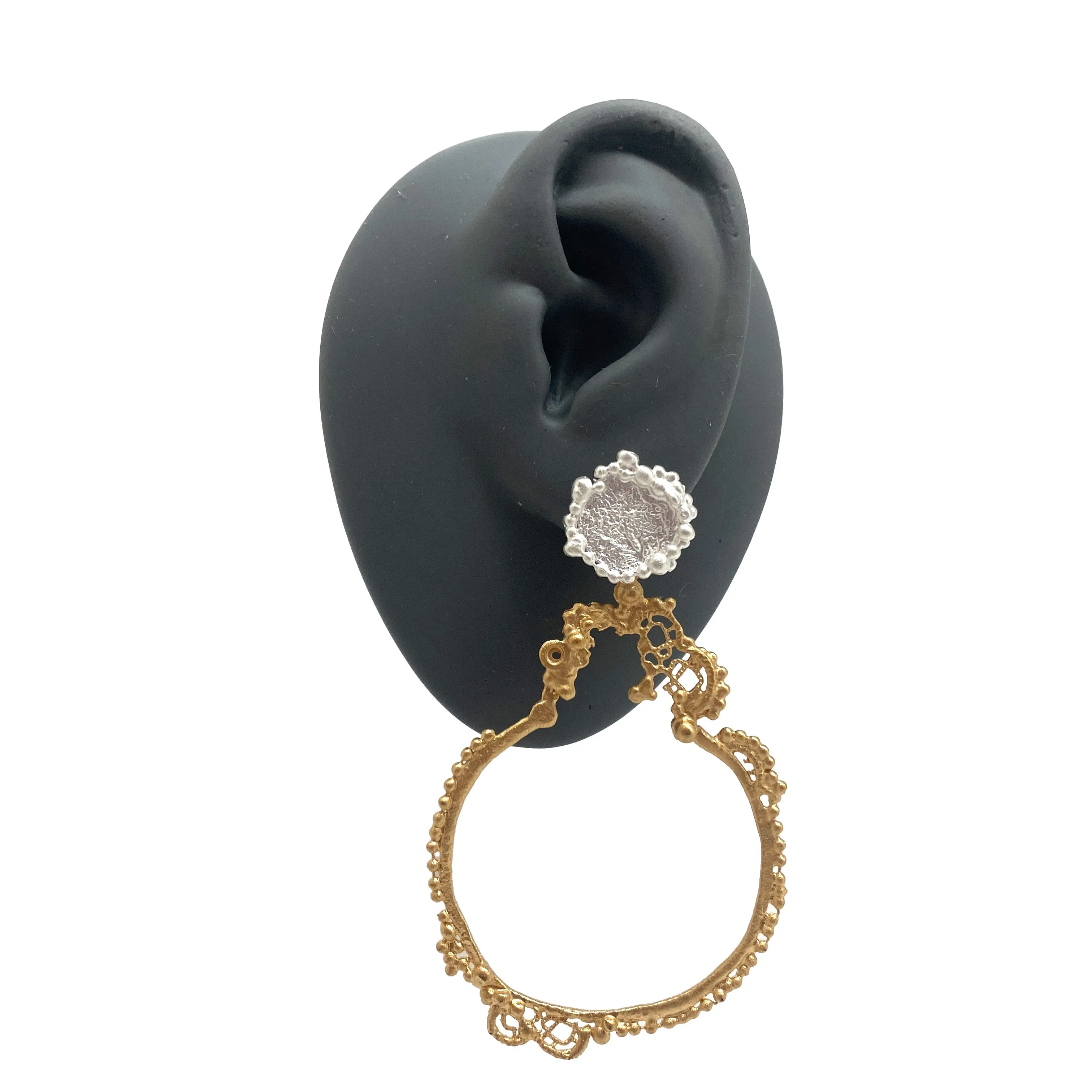 Organic Silver & Gold Earrings
