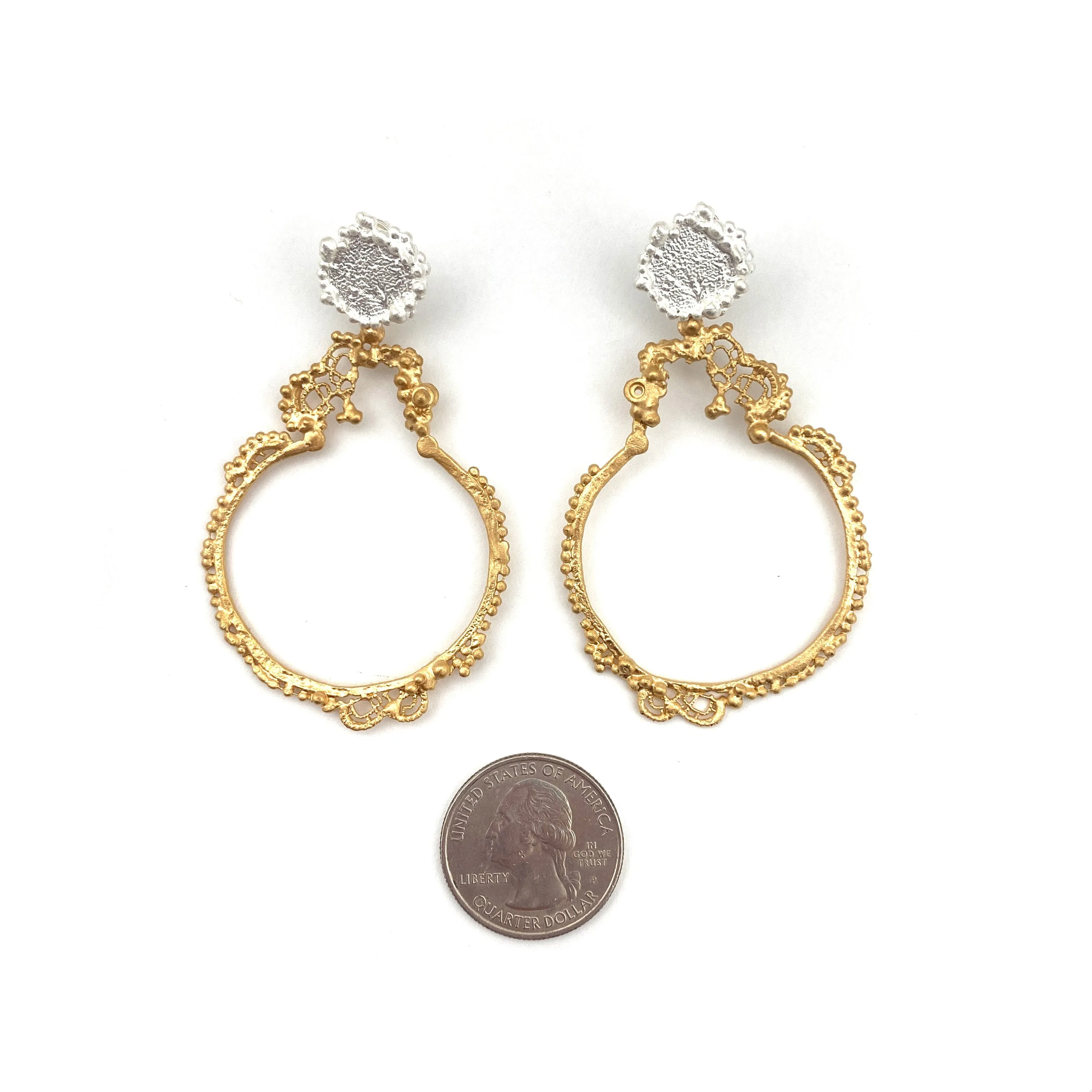 Organic Silver & Gold Earrings