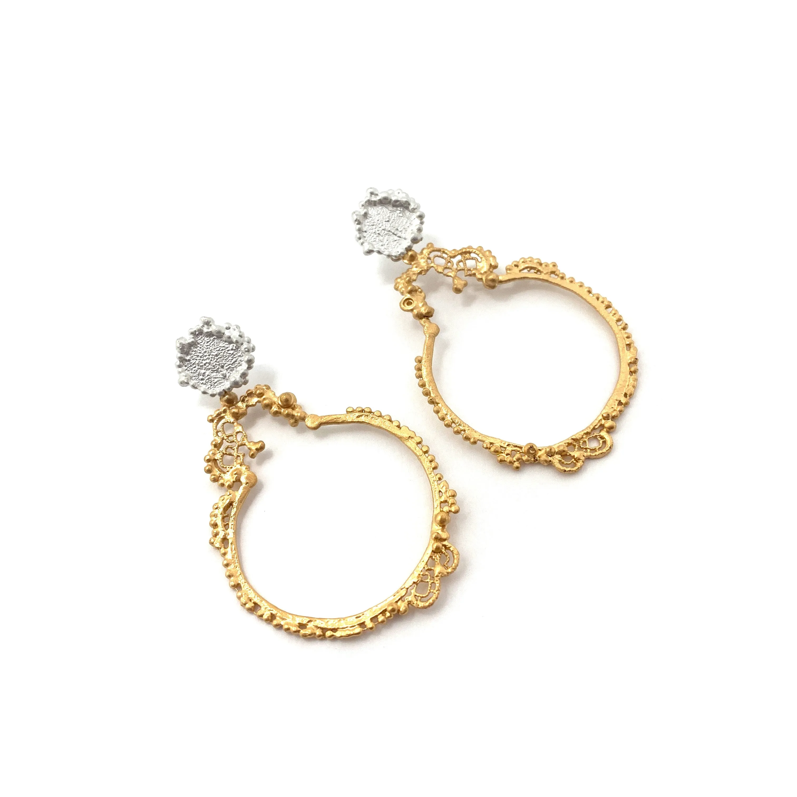 Organic Silver & Gold Earrings