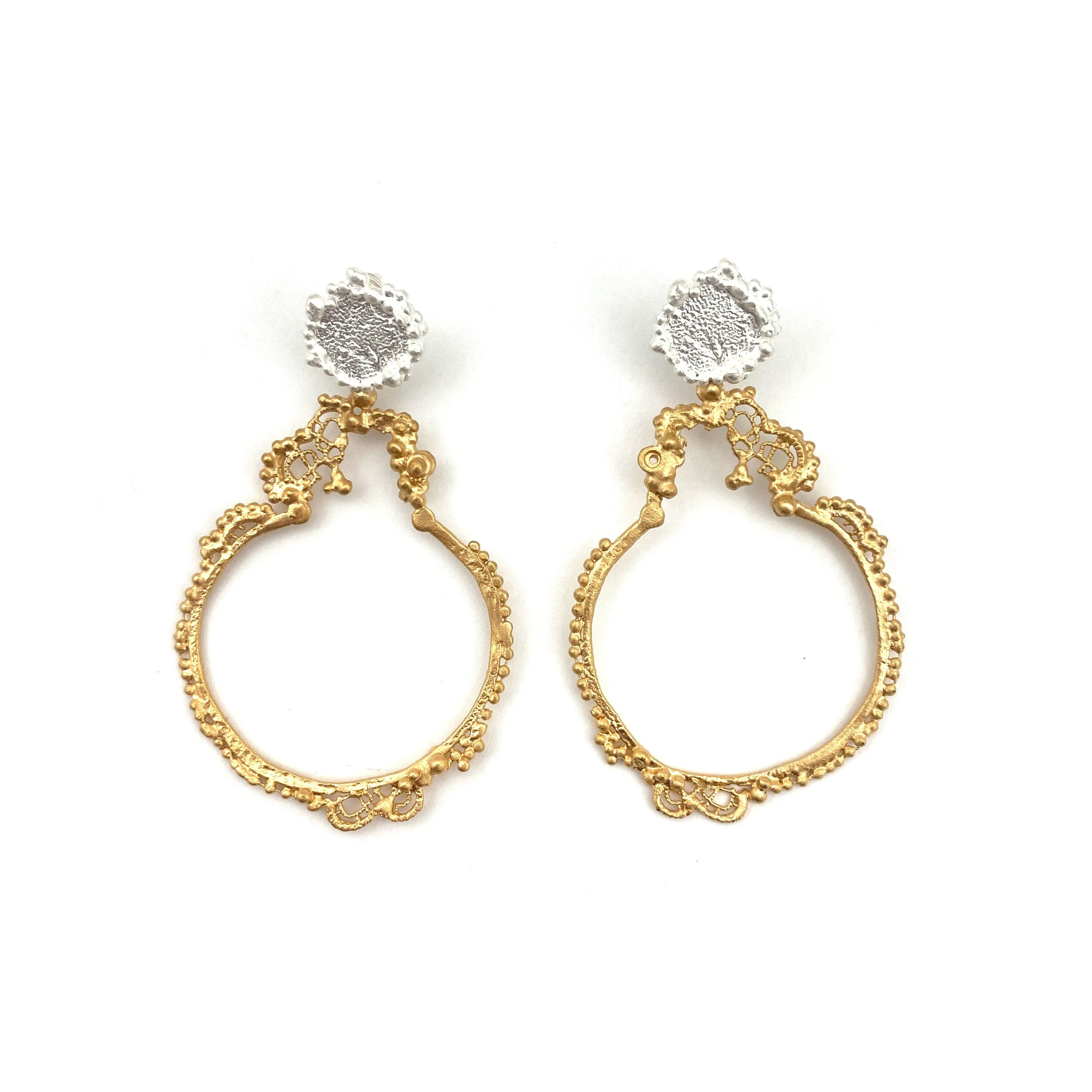Organic Silver & Gold Earrings