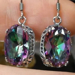 Oval Earrings, Mystic Topaz, Edwardian Jewelry #E70