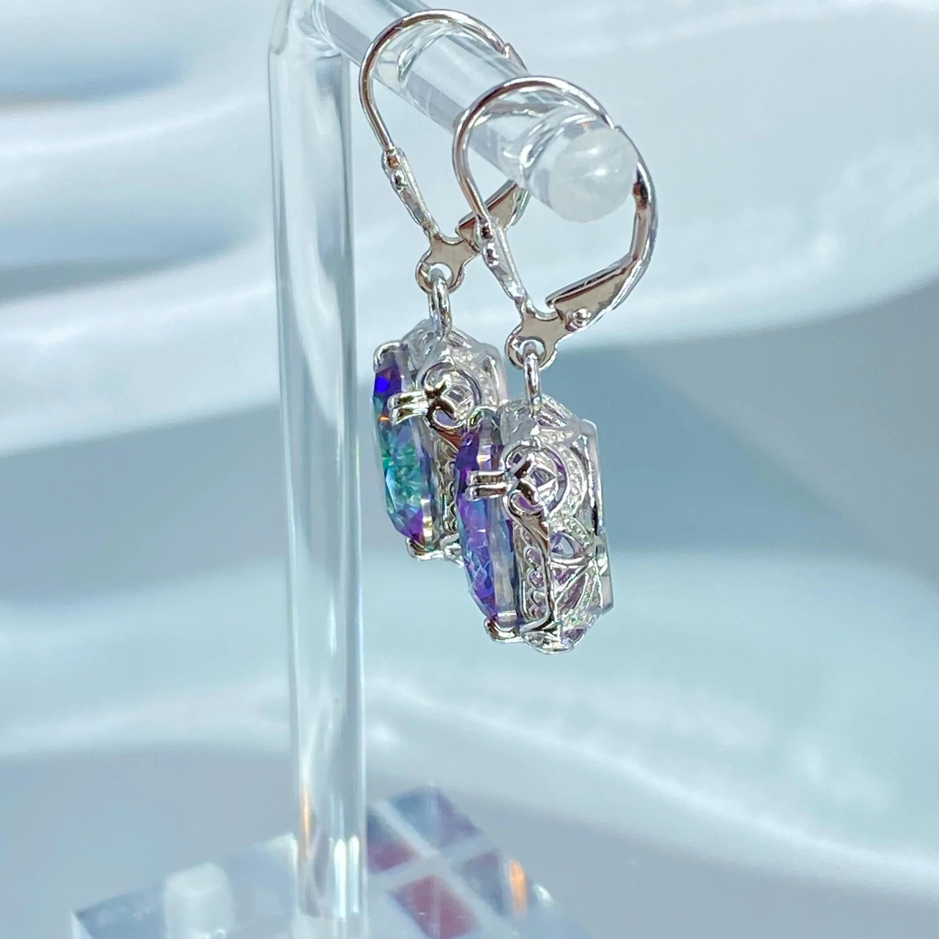 Oval Earrings, Mystic Topaz, Edwardian Jewelry #E70
