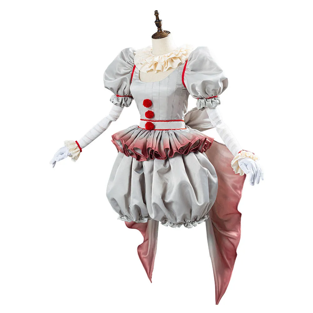 Pennywise Horror Pennywise The Clown Costume Outfit for Women Girls Halloween Carnival Cosplay Costume