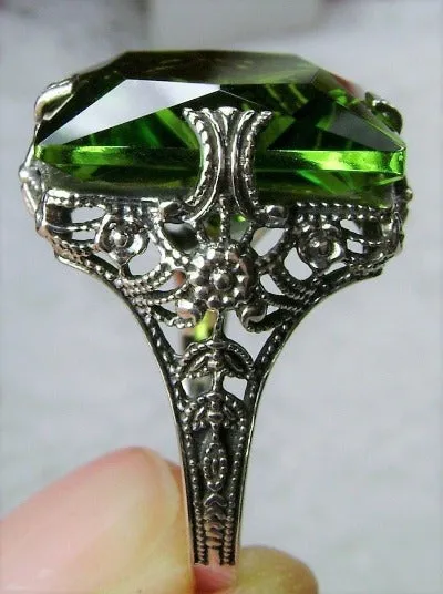 Peridot Ring, 12ct Square Gem, Victorian Jewelry #D77