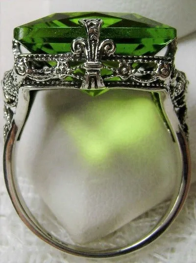 Peridot Ring, 12ct Square Gem, Victorian Jewelry #D77