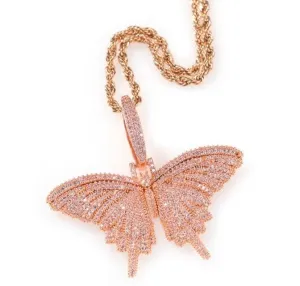 pink  butterfly necklace, butterfly  necklace,butterfly necklace butterfly pendant ,Christmas gift, butterfly pendant , iced butterfly
