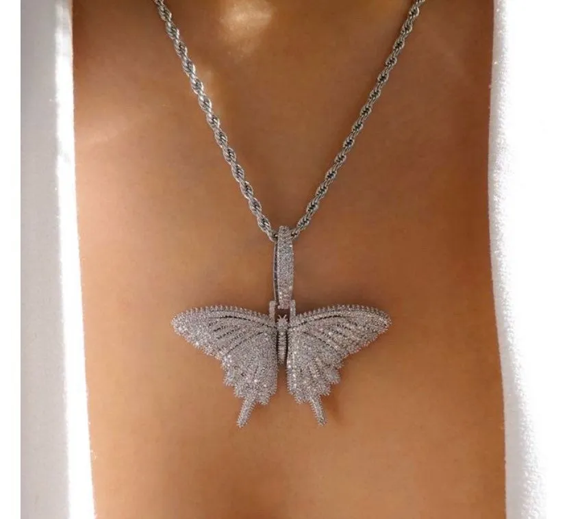 pink  butterfly necklace, butterfly  necklace,butterfly necklace butterfly pendant ,Christmas gift, butterfly pendant , iced butterfly