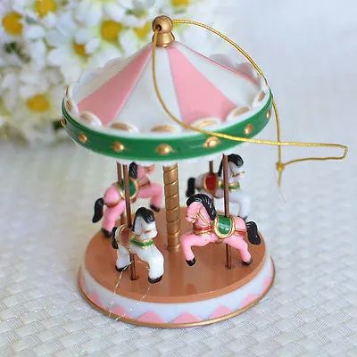 Pink Circus Carousel Cake Topper for Baby Showers, Birthdays Vintage Carnival