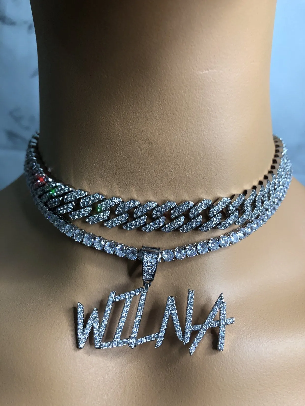 pink cuban chain necklace, blinged iced cuban necklace , Micro Paved 12mm S-Link Miami Cuban Necklaces Hiphop Men and women Iced necklace