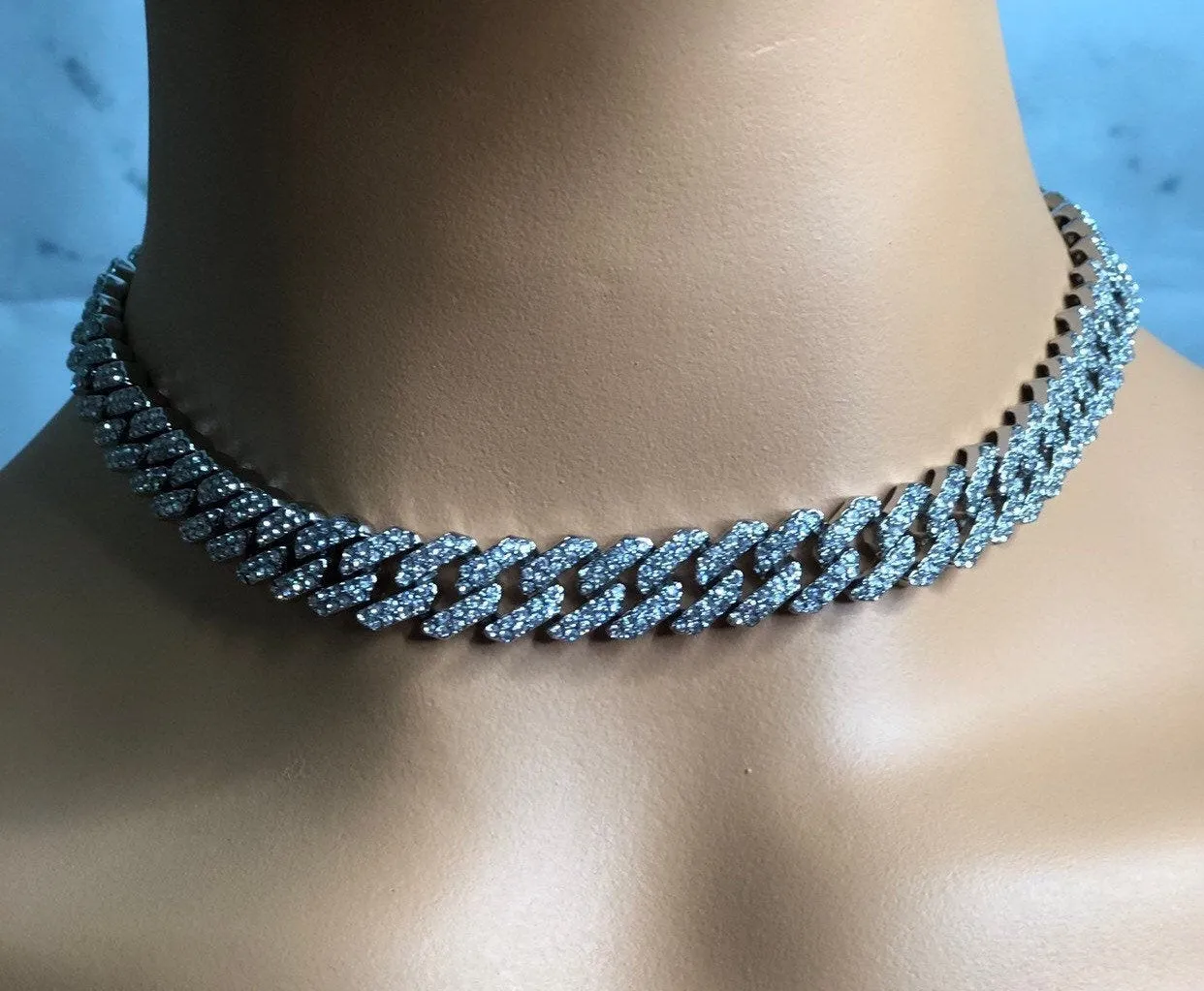 pink cuban chain necklace, blinged iced cuban necklace , Micro Paved 12mm S-Link Miami Cuban Necklaces Hiphop Men and women Iced necklace
