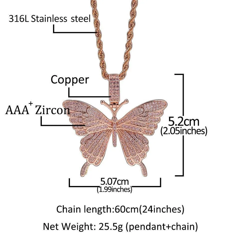 pink tennis Iced butterfly necklace , pink bling out butterfly ,  5m tennis necklace,tennis necklace cz butterfly pendant , lavishluxxshop