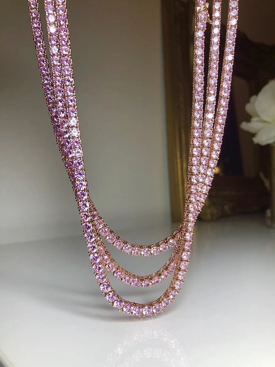 pink tennis Iced butterfly necklace , pink bling out butterfly ,  5m tennis necklace,tennis necklace cz butterfly pendant , lavishluxxshop