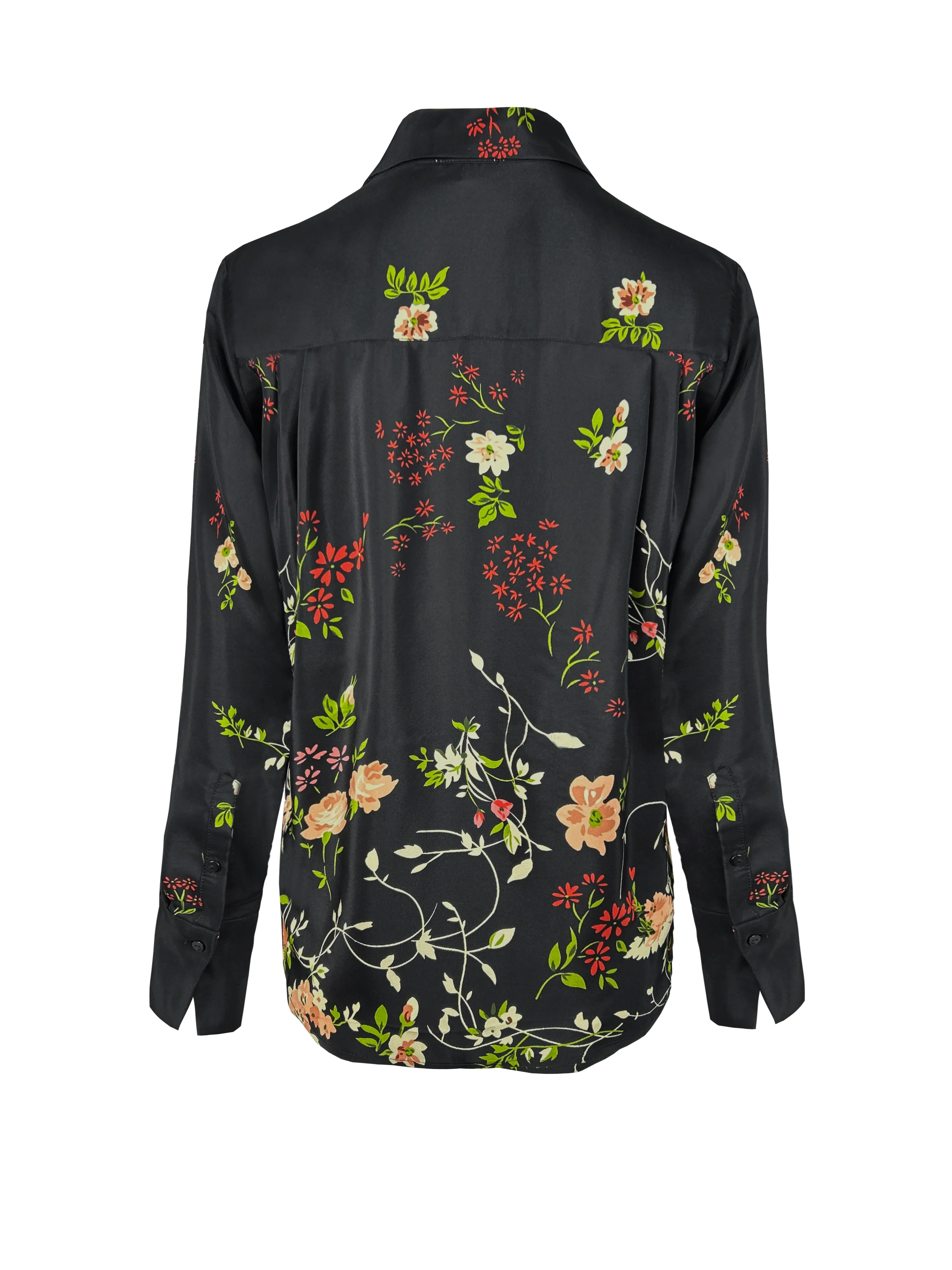 Printed Runway Shirt - Black Enchanted Garden Print