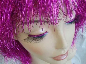 Purple Glitter Trim False Eyelashes Magenta