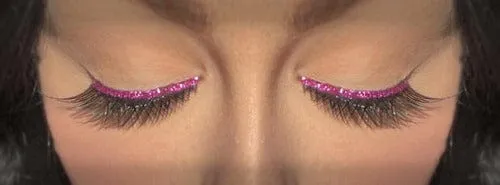 Purple Glitter Trim False Eyelashes Magenta