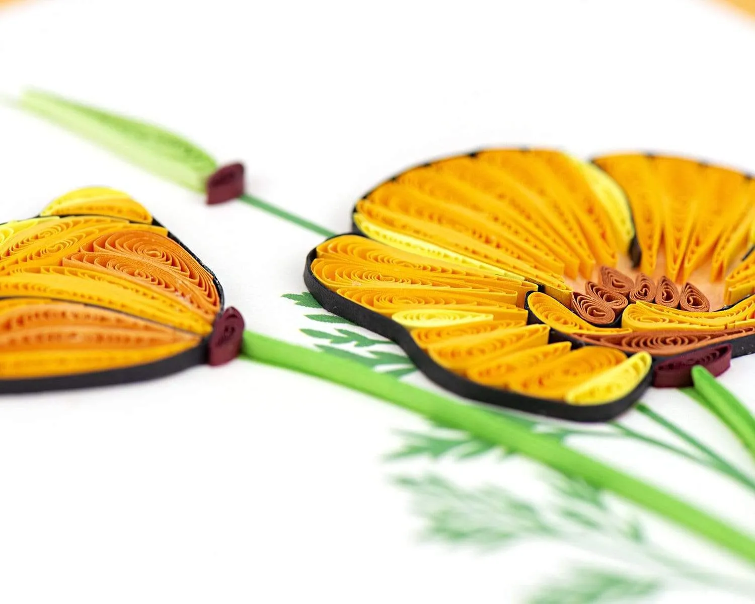 Quilled Yellow Poppies Greeting Card