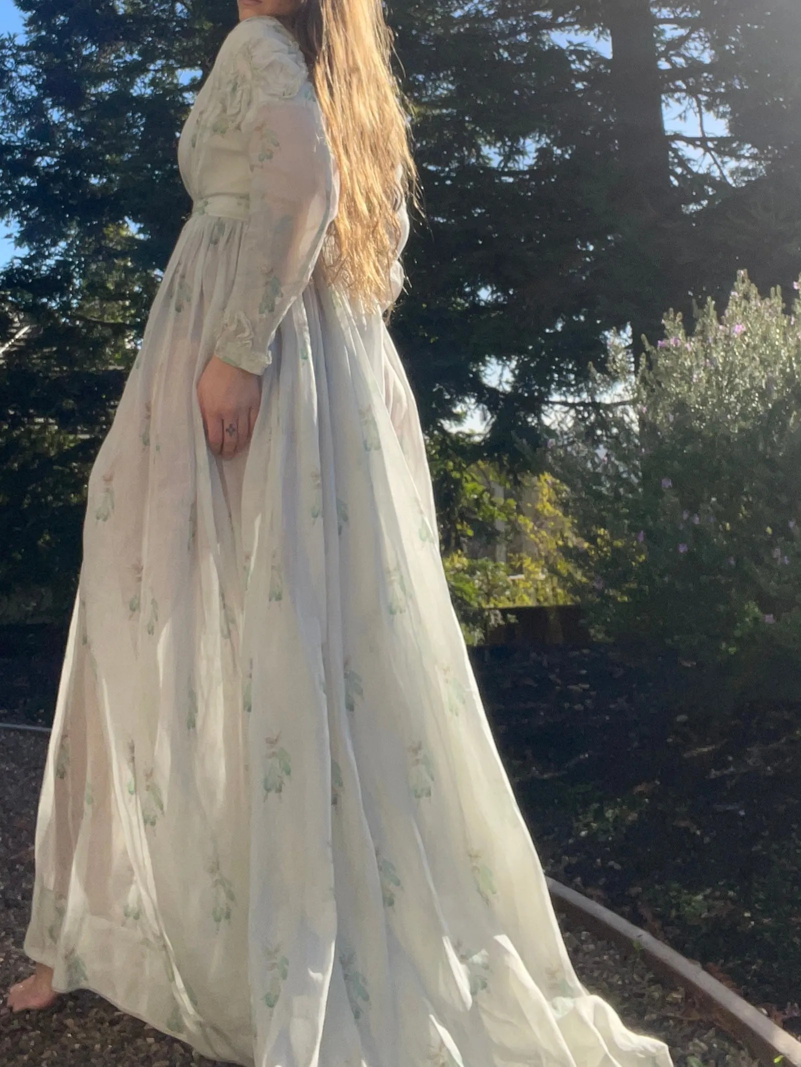 Rare Civil War Era Fine Printed Muslin Afternoon Dress