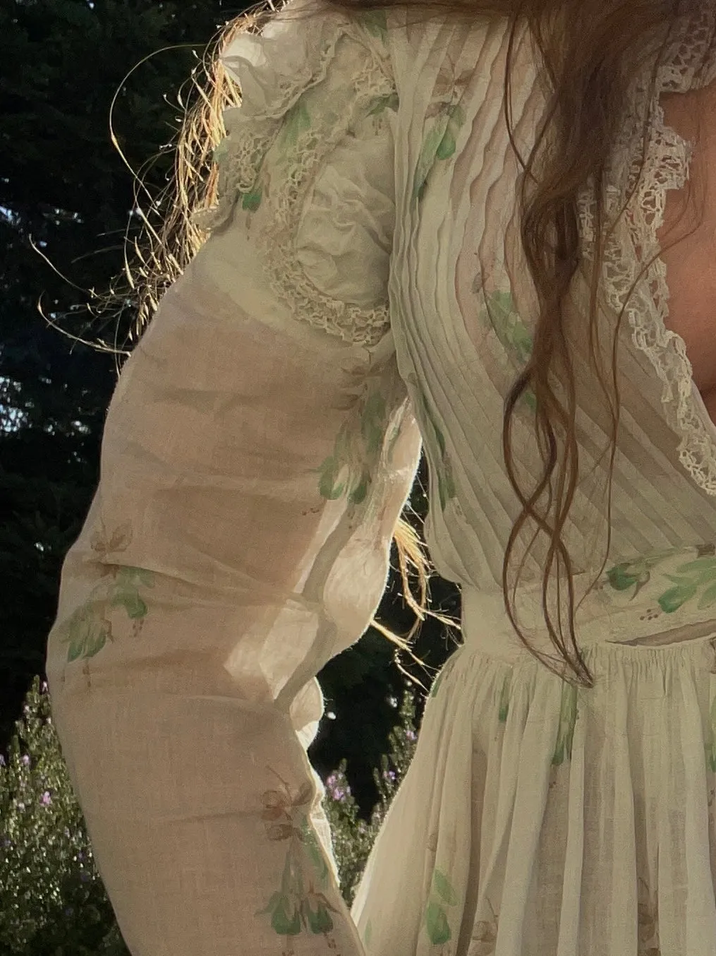 Rare Civil War Era Fine Printed Muslin Afternoon Dress