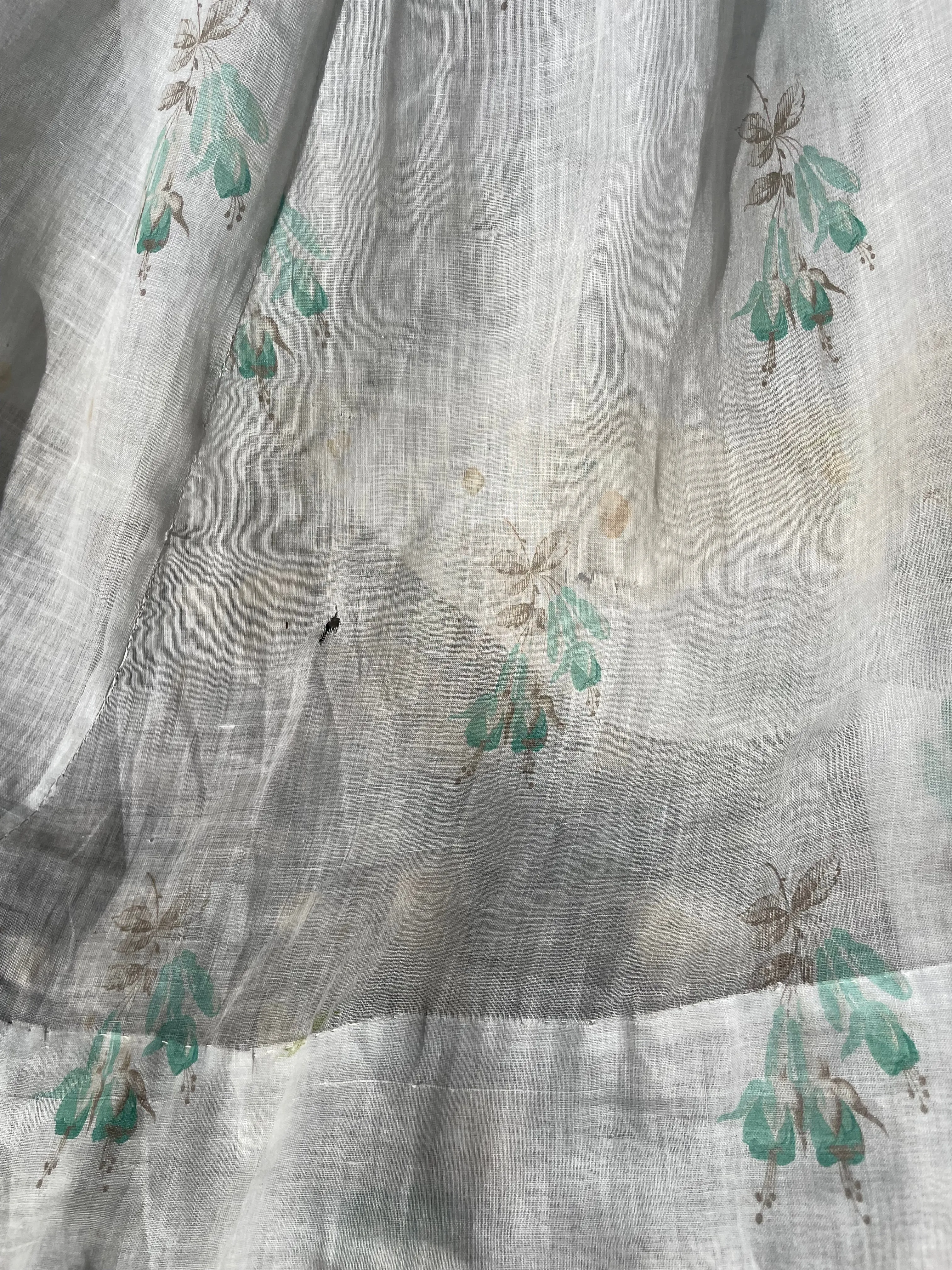 Rare Civil War Era Fine Printed Muslin Afternoon Dress