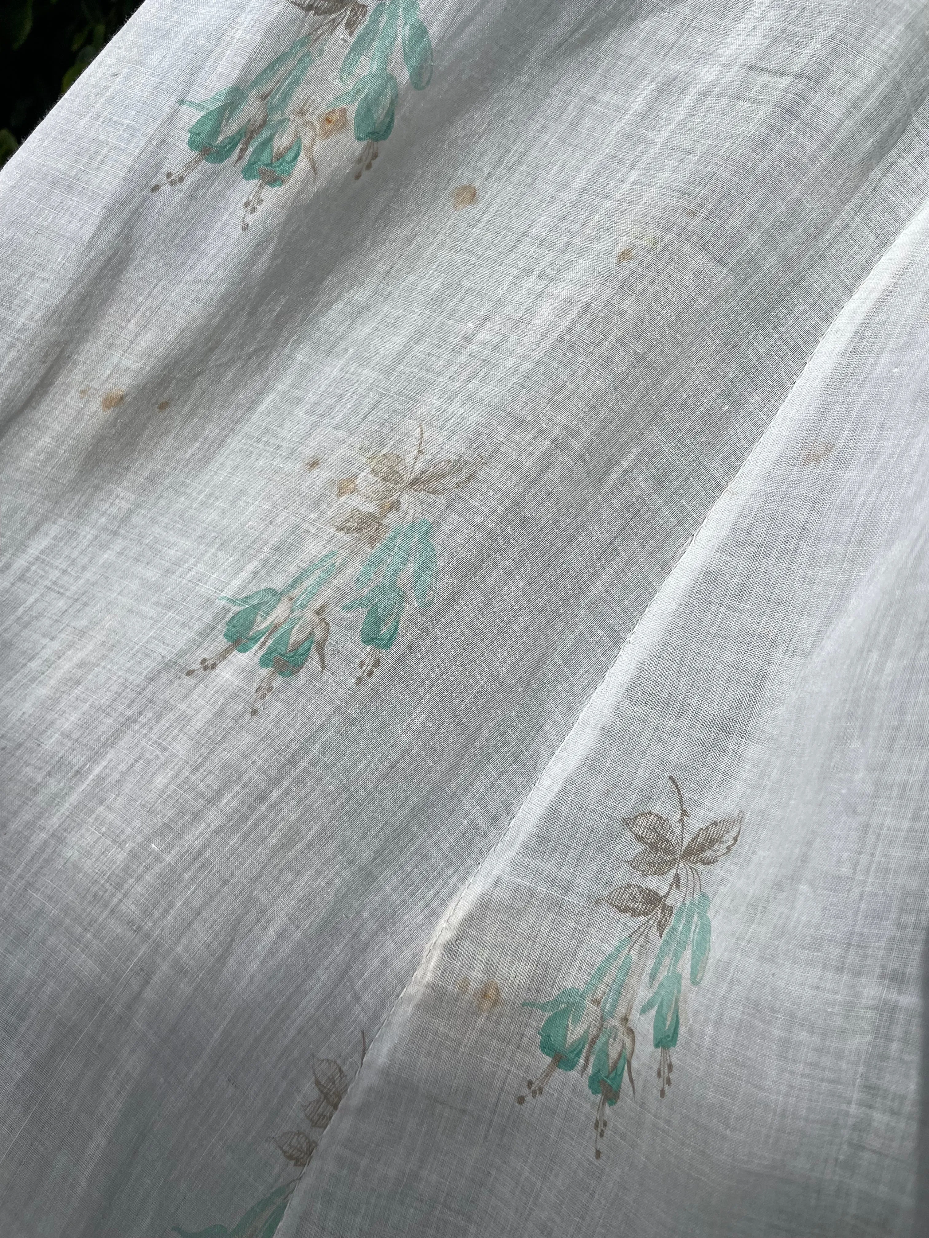 Rare Civil War Era Fine Printed Muslin Afternoon Dress