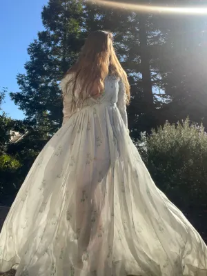 Rare Civil War Era Fine Printed Muslin Afternoon Dress