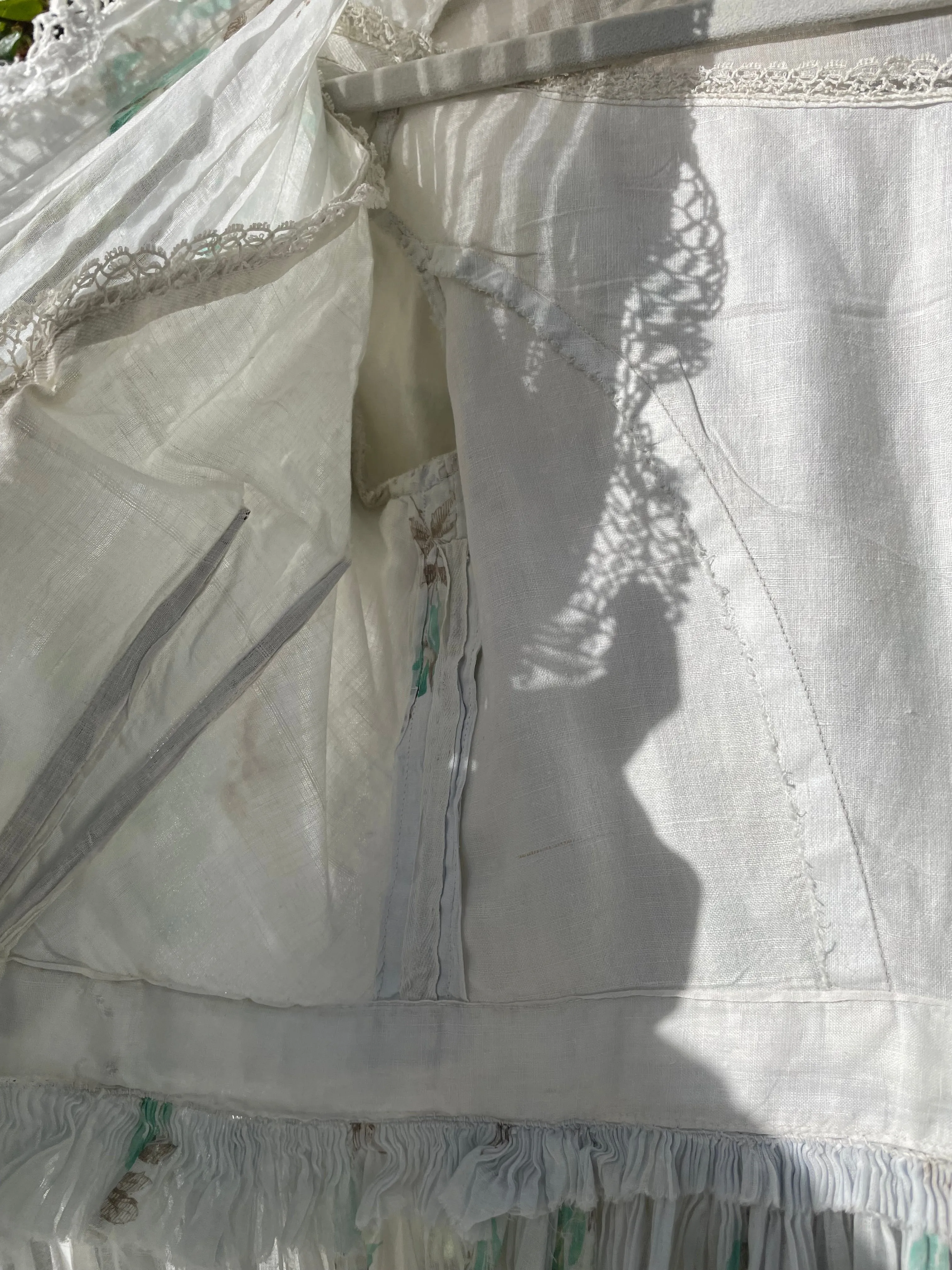 Rare Civil War Era Fine Printed Muslin Afternoon Dress